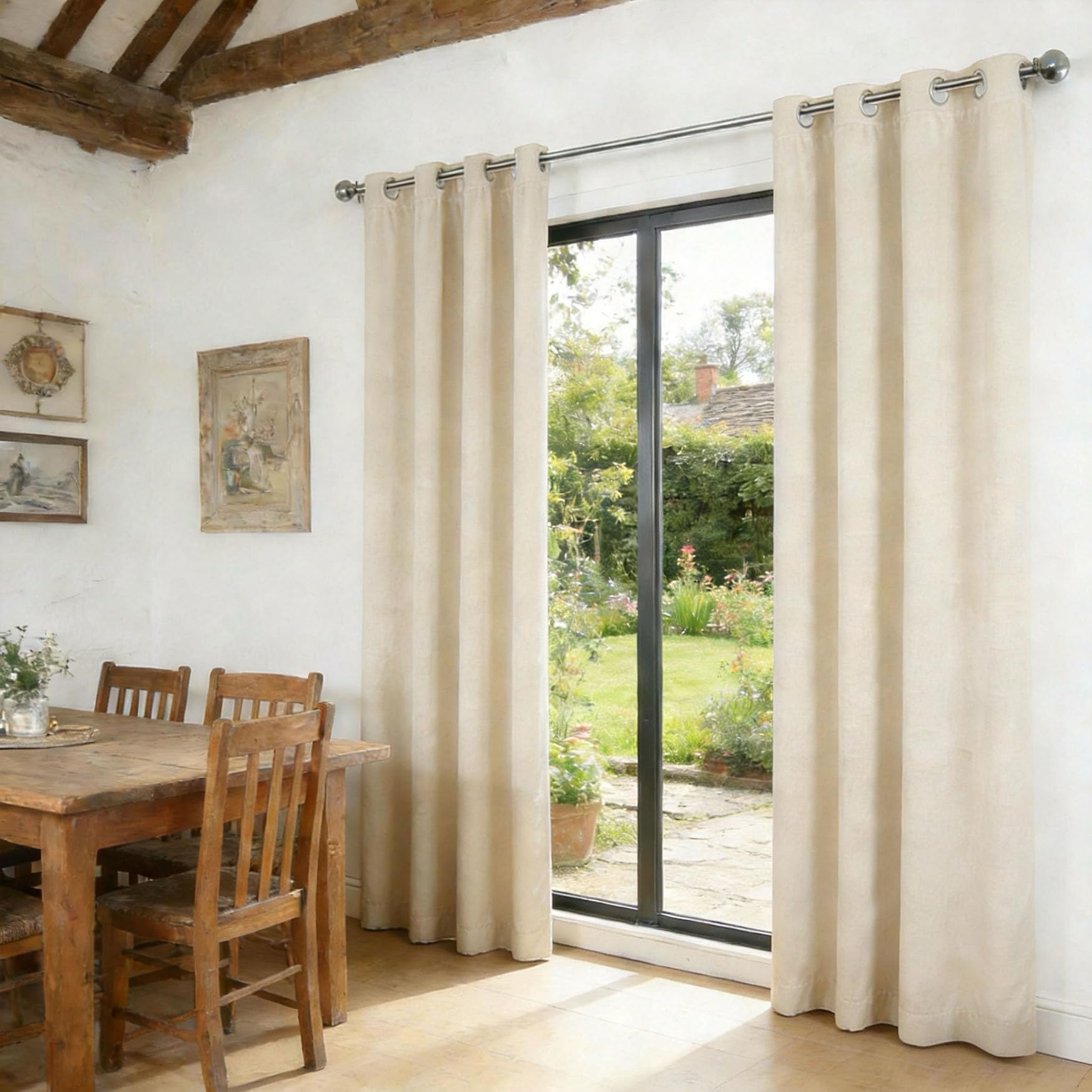 Rideaux isolant thermique et anti froid beige doux 120x165 pour fenetre
