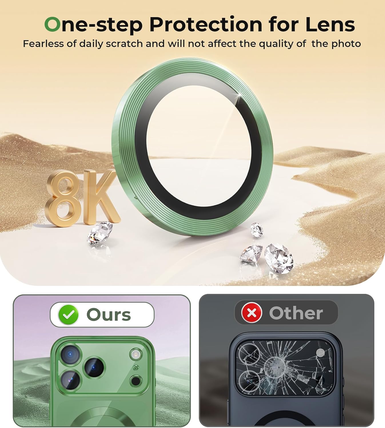 for iPhone 17 Pro Case with 1x Screen Protector, [Compatible with MagSafe] [Integrated Camera Protection], Non Yellowing Slim Cute Women Girly Magnetic Cover for iPhone 17 Pro 6.3", Green - Image 4