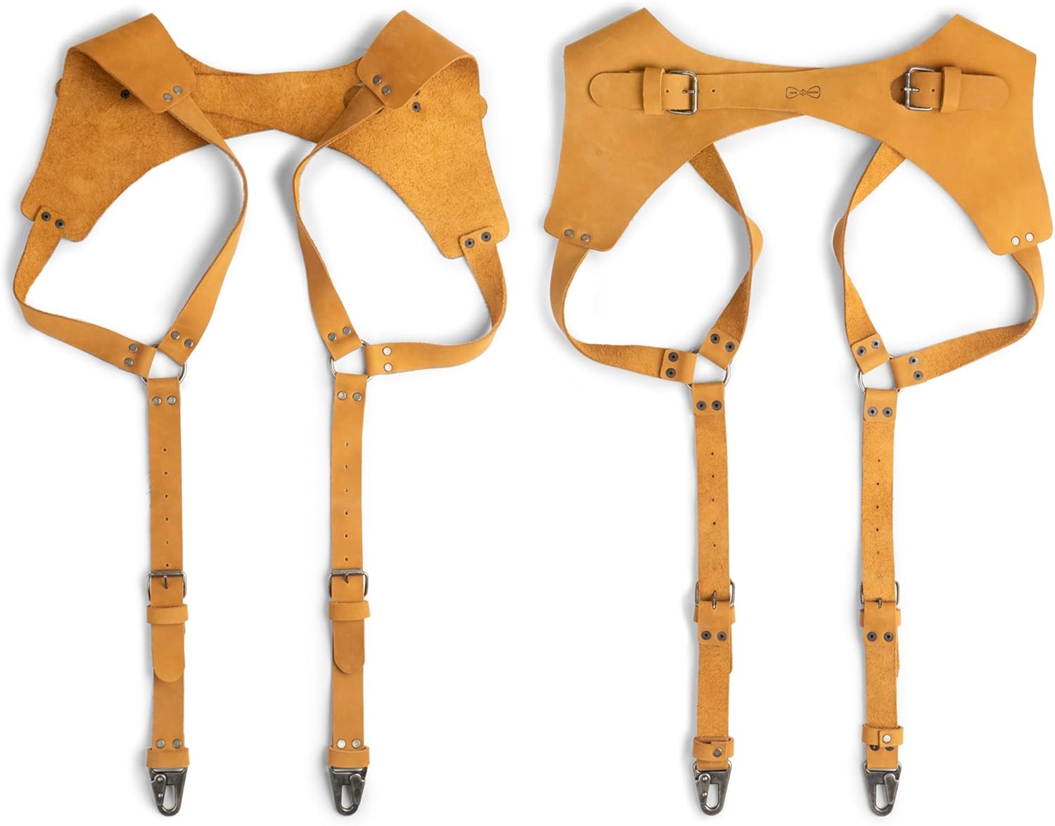 Hide & Groom, Suspenders with Adjustable Size Straps for Men, Wedding Harness, Steampunk, Full Grain Leather, Handmade
