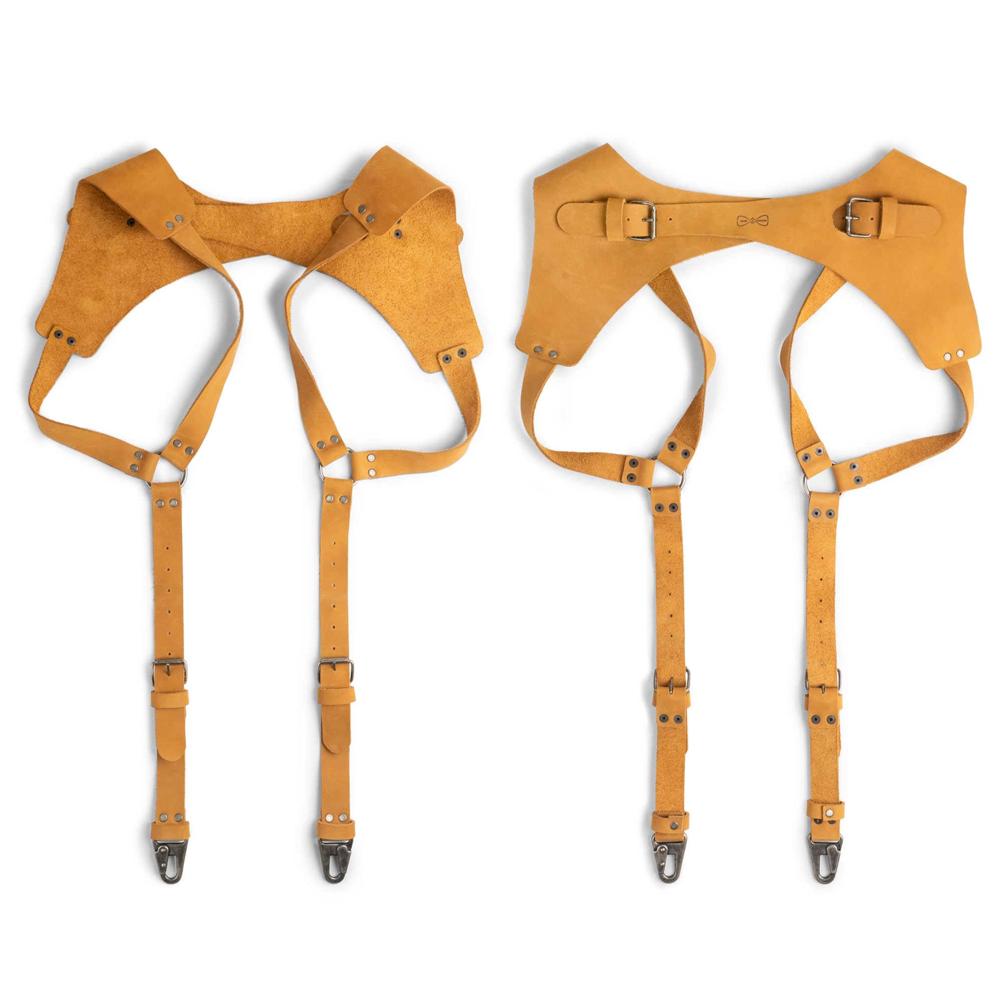 Hide &amp; Groom, Suspenders with Adjustable Size Straps for Men, Wedding Harness, Steampunk, Full Grain Leather, Handmade