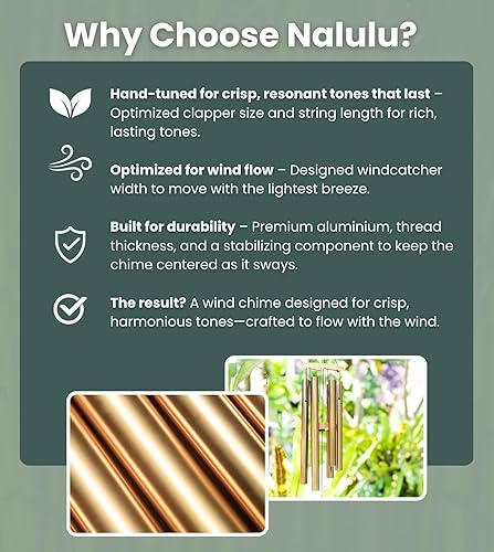 Miniatura 4 de Campanillas de viento grandes  Campanillas de viento modernas doradas de 35 pulgadas para tonos profundos y relajantes  Decoración de jardín al aire