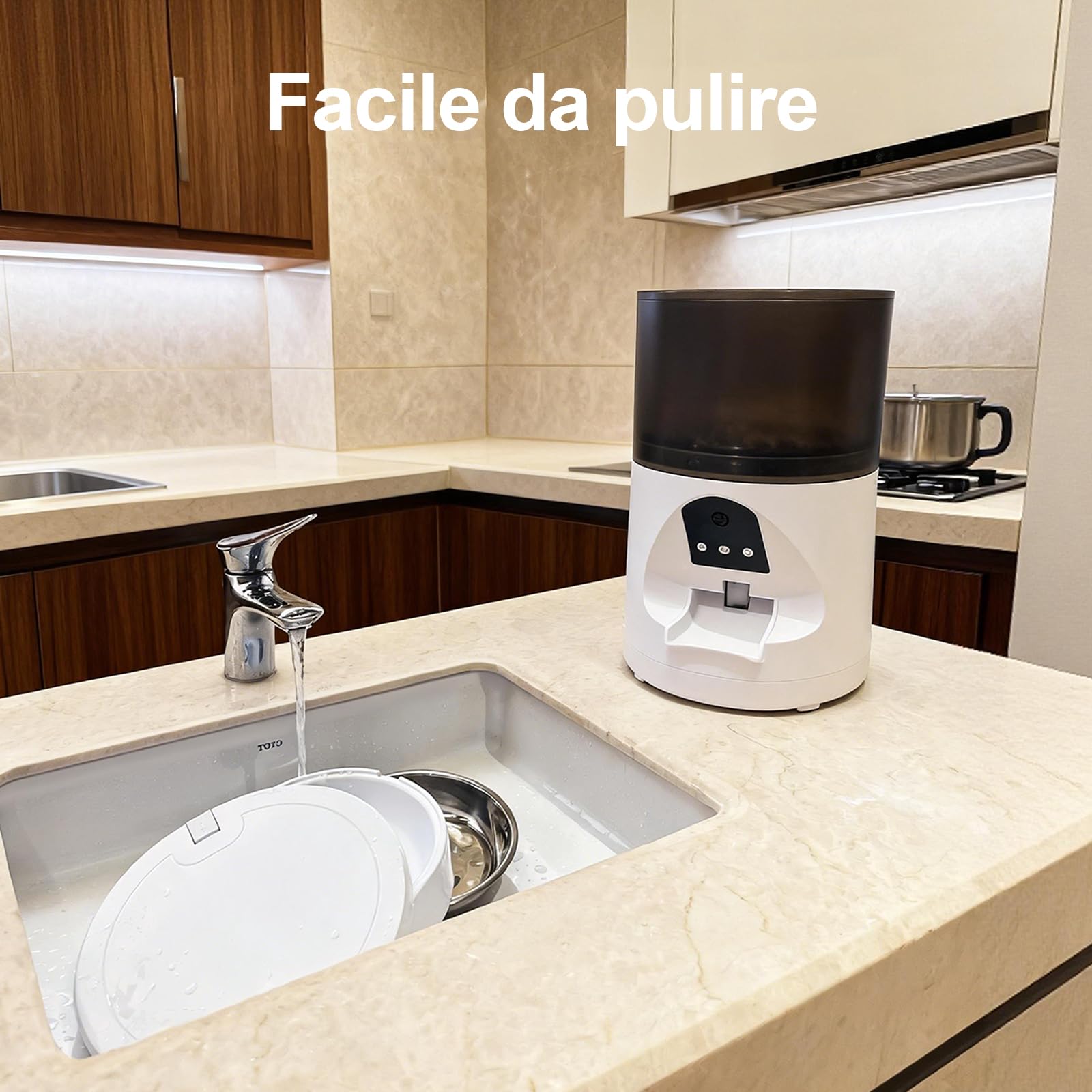 Distributore Automatico Cibo WiFi per Gatti e Cani 6L | 2.4Ghz WiFi, Dispenser Crocchette per Crocchette, 3MP HD Telecamera con Visione Notturna, Audio Bidirezionale, Controllo App