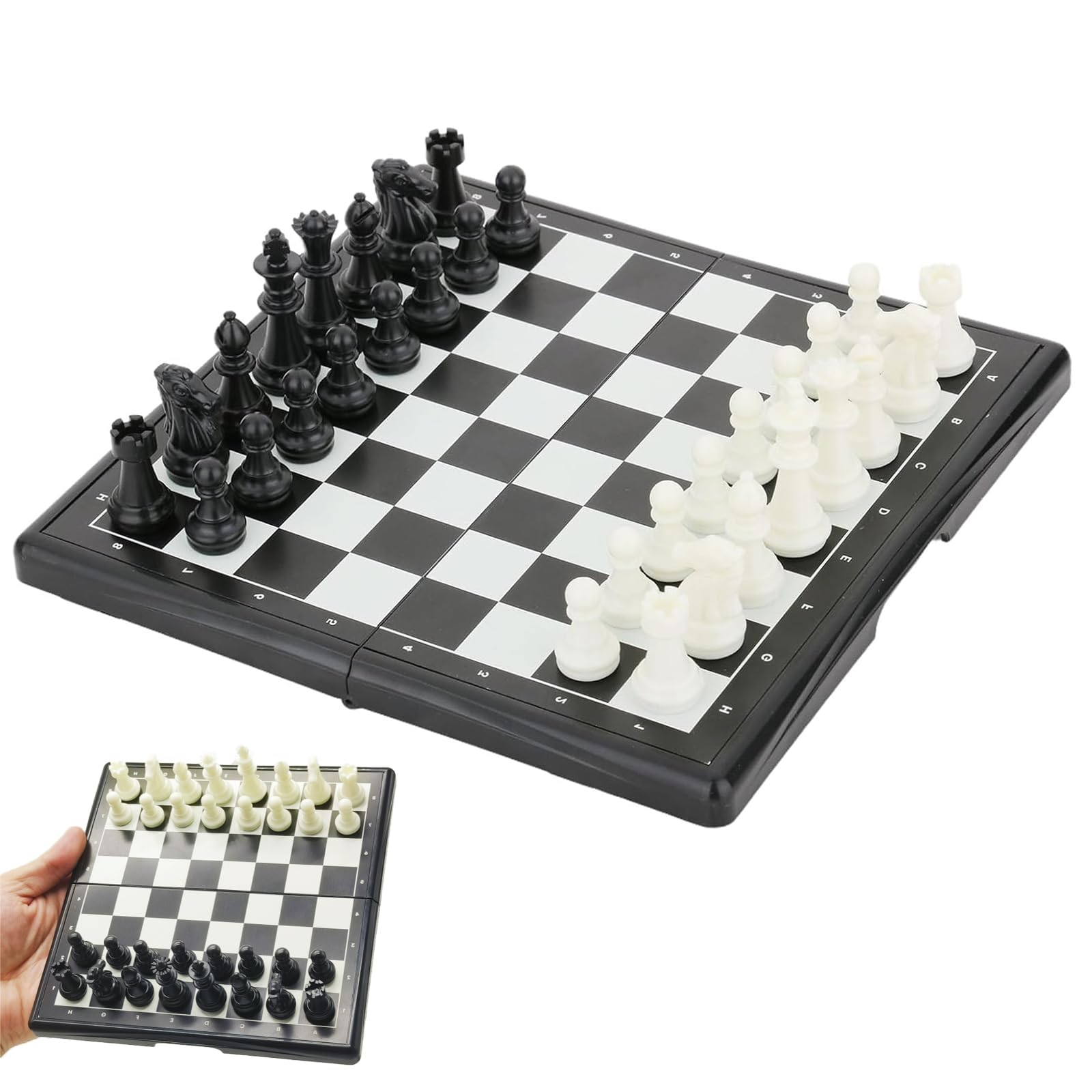 Mini Magnetic Chess Set - Portable Folding Chess Board for Adults - Travel Chess Set including Storage Case