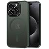CACOE for iPhone 15 Pro Max Case with Camera Protection, Compatible with MagSafe, Shockproof Scratch-Resistant Magnetic Back Phone Cover for iPhone 15 Pro Max Case Dark Green