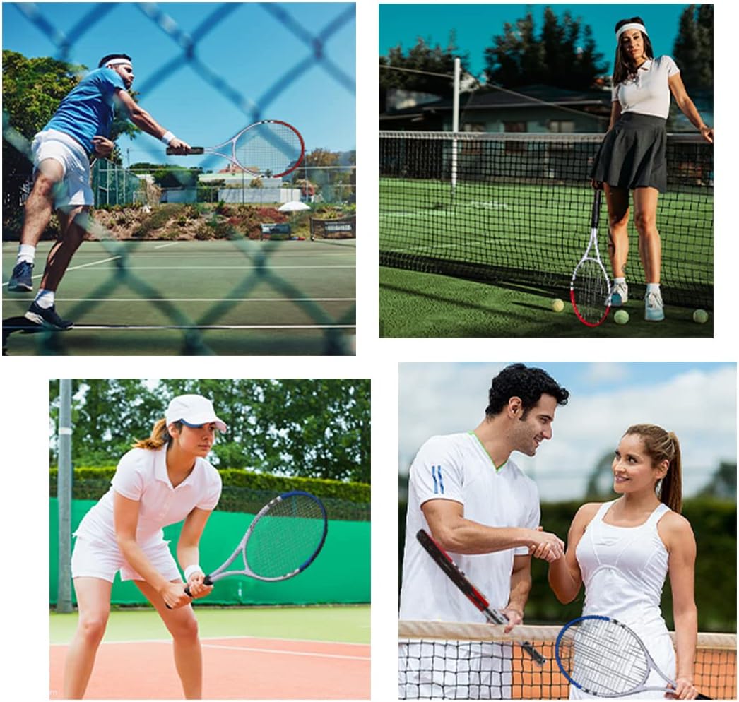 Tennis Racket Pre-Strung Lightweight 27 Inch Racquet Recreational Adult Rackets for Men Women Students Training Tennis Starter Kit with Balls,Carry Bag and Overgrips (Blue/White - 2 Rackets) : Sports & Outdoors