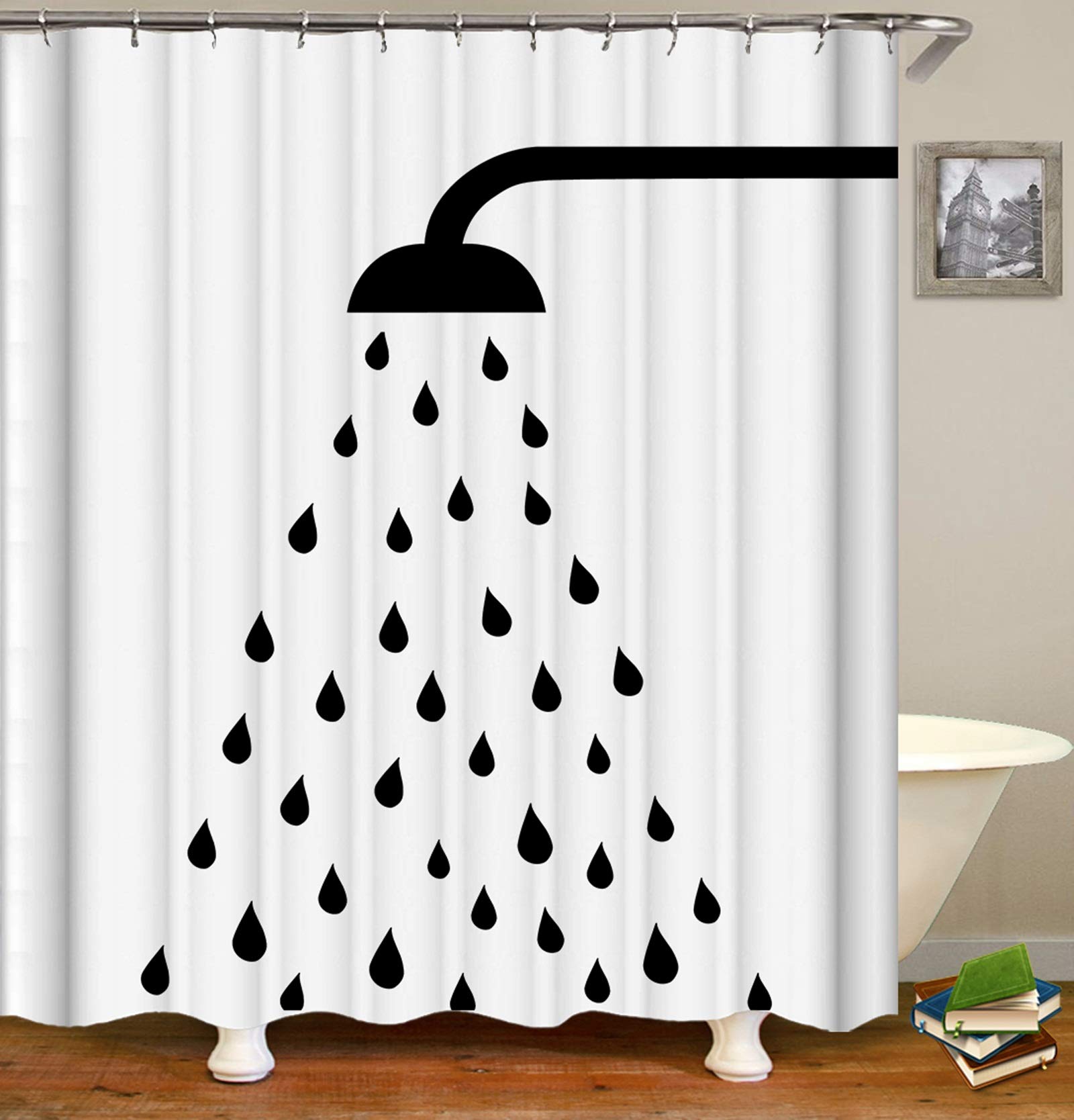 KnSam Prysznic namiot antybakteryjny poliester prysznic tło białe czarne białe zasłony prysznicowe 180X200Cm