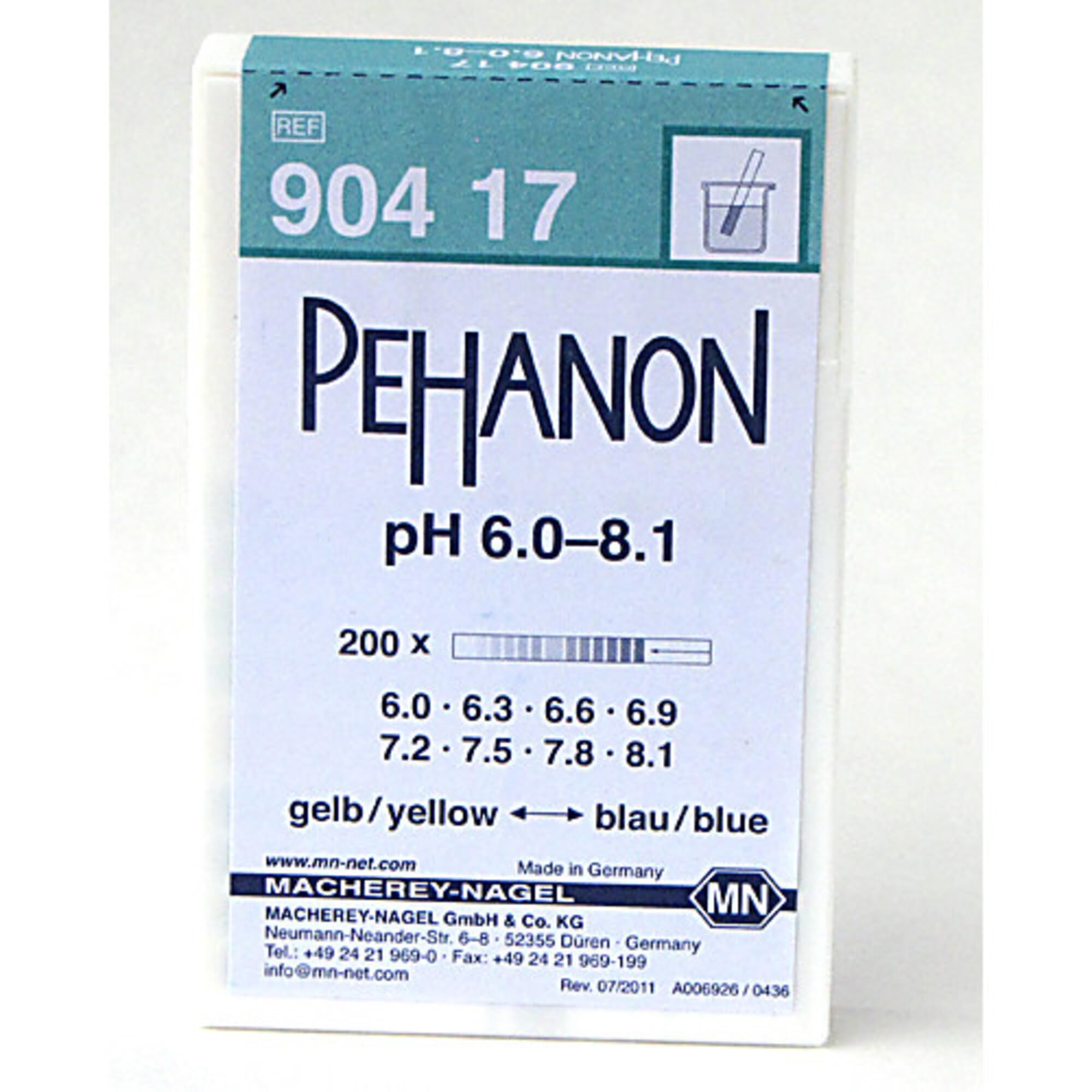 Macherey-Nagel 90417 pehanon ph 6,0-8,1 kasten 200 streifen
