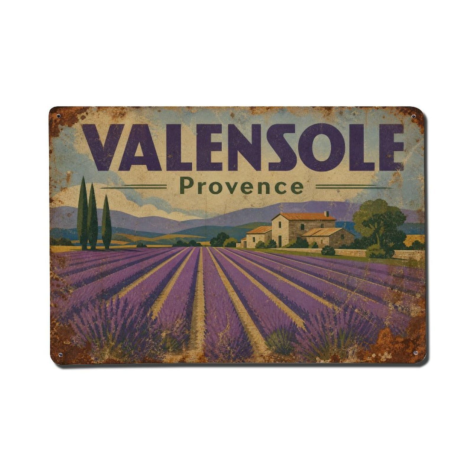 Gead 8X12inch Style Vintage Travel Valensole Provence Lavender Metal Tin Sign