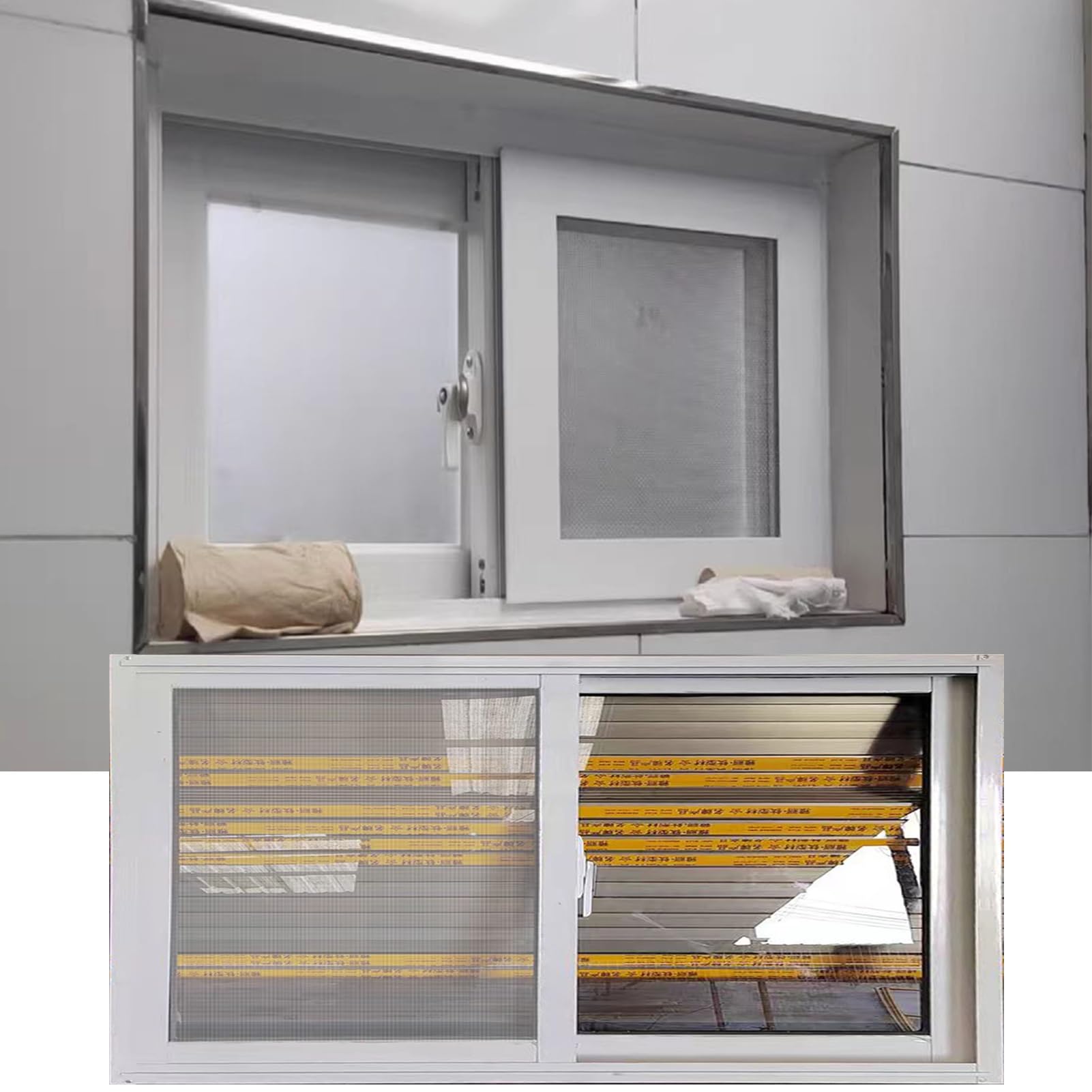 Finestra scorrevole in alluminio 43 x 18 – Design ventilato in vetro temperato bianco ideale per capannoni, pollai, bagni, piccoli bagni e rinnovamento elegante