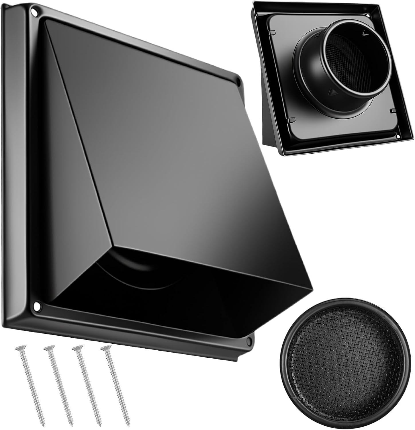 4 Inch Dryer Vent Cover Black Outside with Removable Accessories