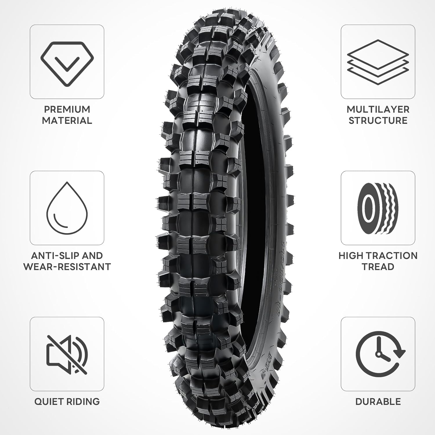 110/100-18 4PR TT 64M Dirt Bike Front/Rear Tire and Inner Tube Compatible with 110/100-18 Off Road Pit Bike/Motorcycle Tire (P-2006)