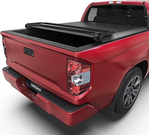 OEDRO Cubierta suave para caja de camioneta plegable cuádruple compatible con Toyota Tundra 2022 2023 2024 2025 2026 (Excl.Trail) caja de 6.5 pies