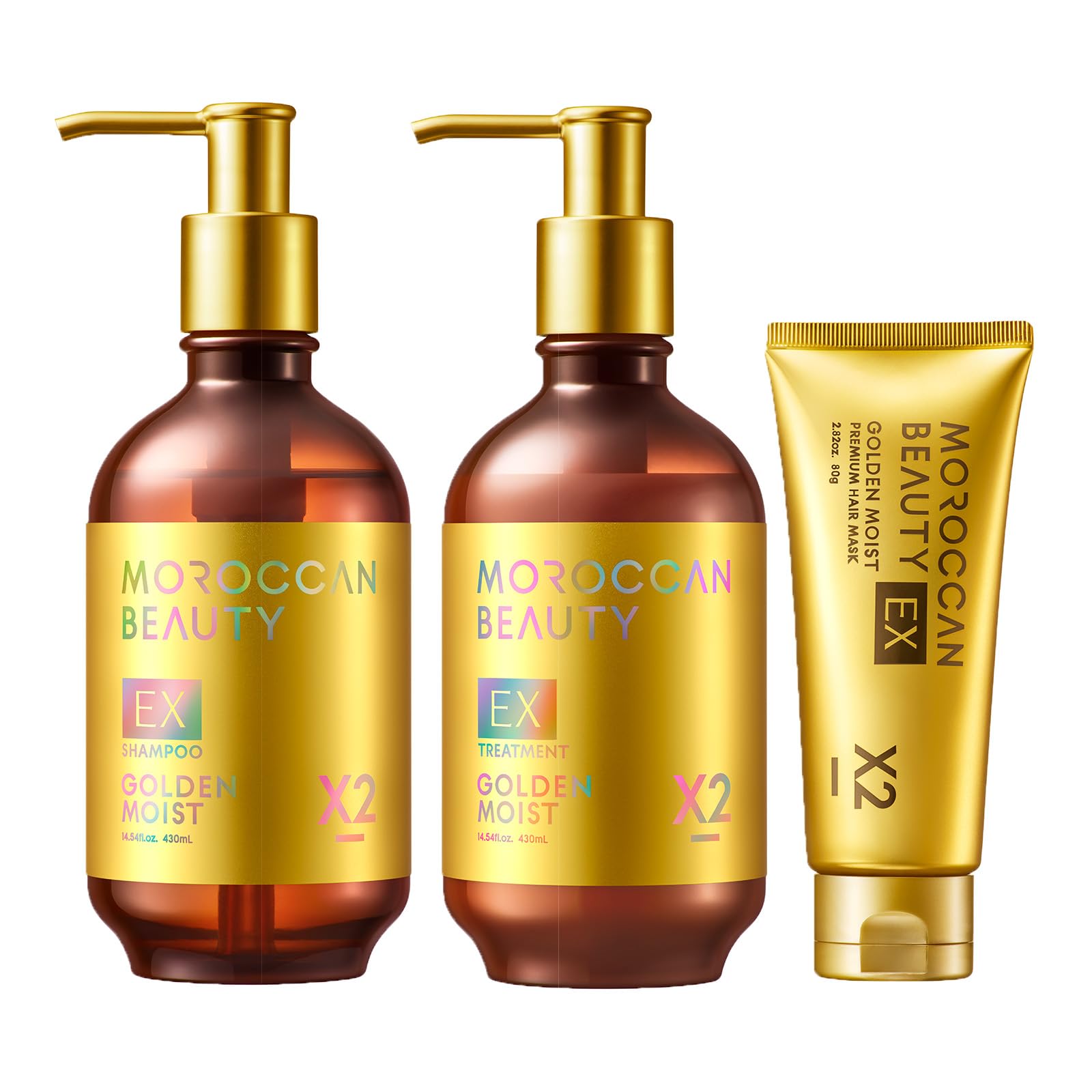 モロッカンビューティー　ゴールデンモイストEX ミニヘアマスク付き シャンプー Amazon | モロッカンビューティ ゴールデンモイストEX ミニヘアマスク