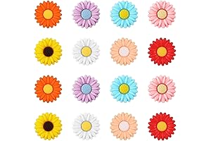 16PCS Exquisite Knitting Needle Stoppers: Embellished Daisy Protectors for Your Crafting Delights