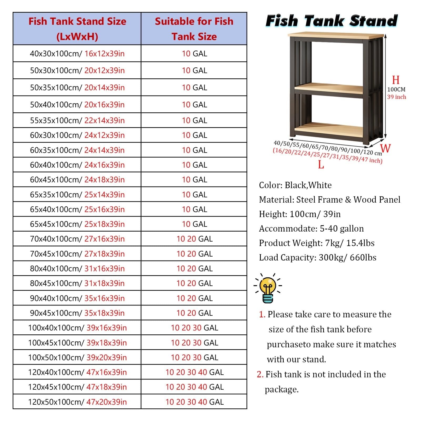 3-stufiger Aquariumständer For 10–40 Gallonen Aquarien, Verstellbares Reptilien-Tankregal – Terrarientisch For Zuhause/Büro(#C,90x40x100cm/35x16x39in)