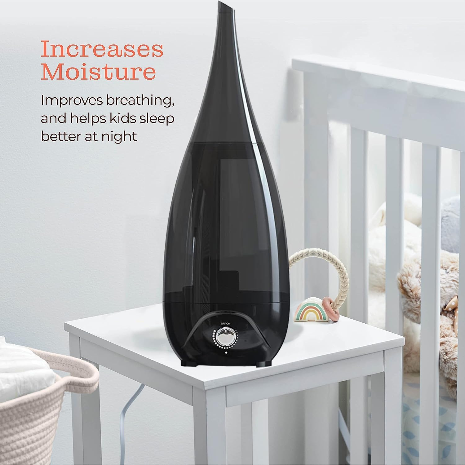 Mobigon 2.6 Litres Humidifier for Room, Cool Mist Ultrasonic Humidifier/Essential Oil Diffuser,Super Quiet 360°Nozzle,Colorful Change,Auto Shut Off&UV Light&,Lasts Up to 24 Hours (C.Black)