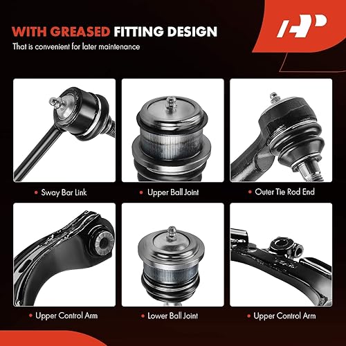 Miniatura 7 de A-Premium Juego de 10, brazo de control superior delantero, rótula inferior superior, extremo de barra de acoplamiento exterior, enlace de barra