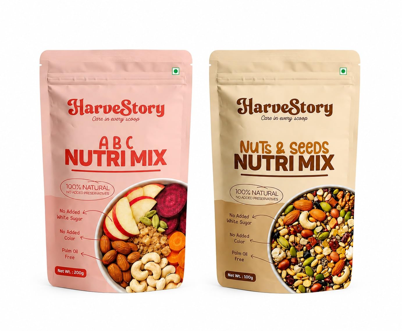 HarveStory ABC Nutri Mix 200g + Nuts & Seeds Nutri Mix 100g Combo Pack Multigrain Health Protein-Rich Breakfast No Added Preservatives Wholesome Nutrition Pack of 2 (200g + 100g)-image-25