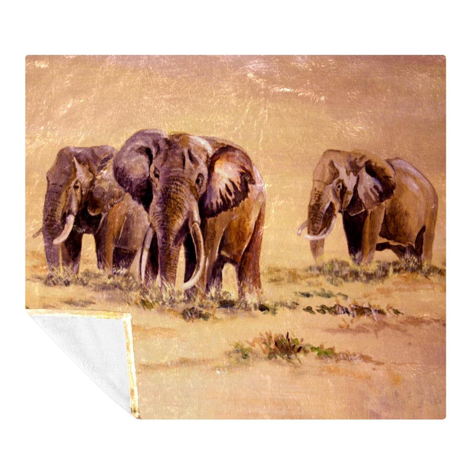 Couverture éléphants africains douce couverture polaire légère lit 150x200