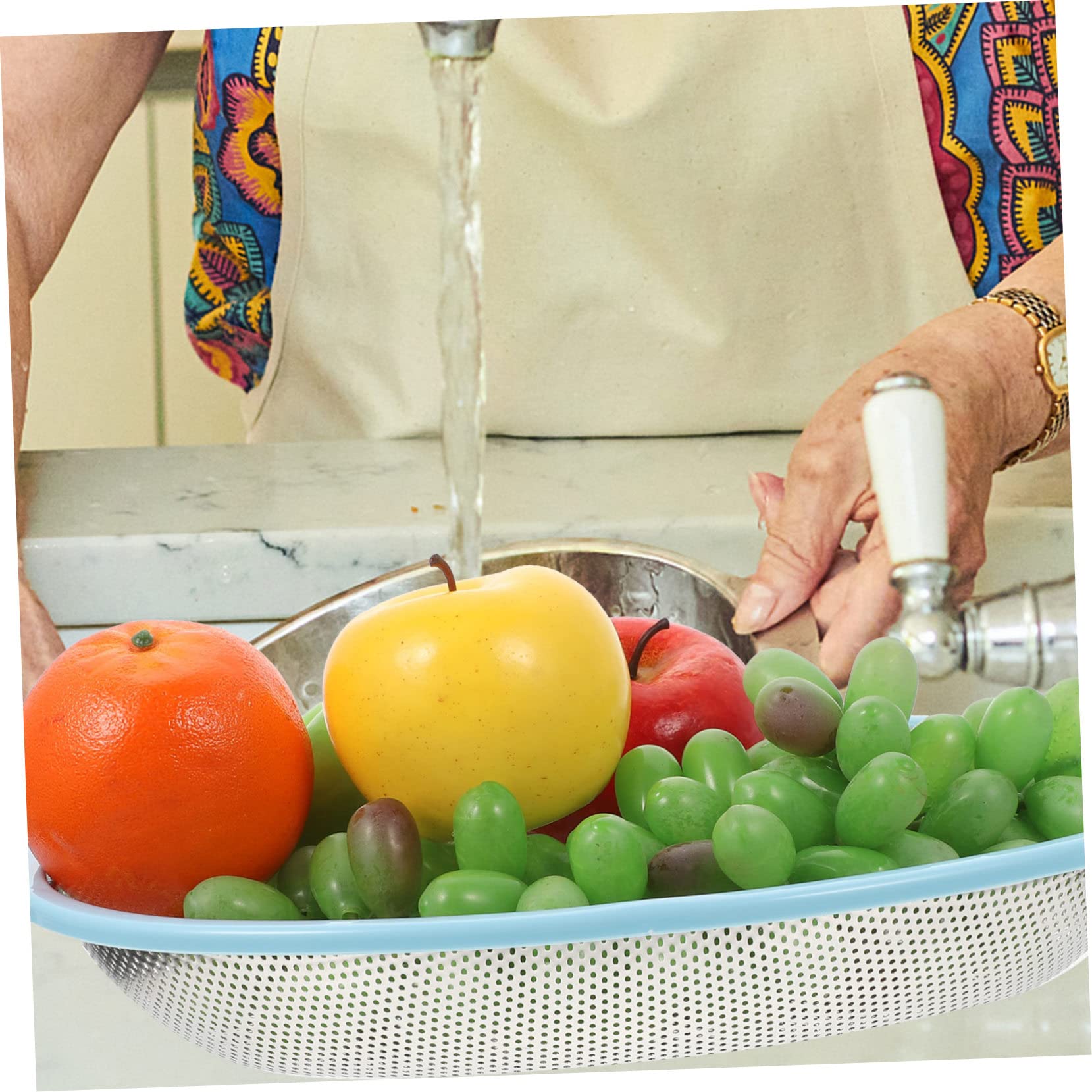 SHOWERORO 2piezas Escurridor De Acero Inoxidable Para Arroz y Verduras Cesta De Drenaje Multifuncional Malla Fina Para Fregadero Para Lavar Arroz y Ensaladas Cocina