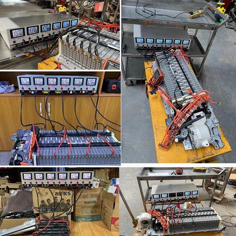 Tester per batterie, test/riparazione della capacità della batteria al litio Ni-MH al piombo-acido 6 canali Carica e scarica Macchina integrata SF100-6 Per principianti fai da te(Ni-MH)