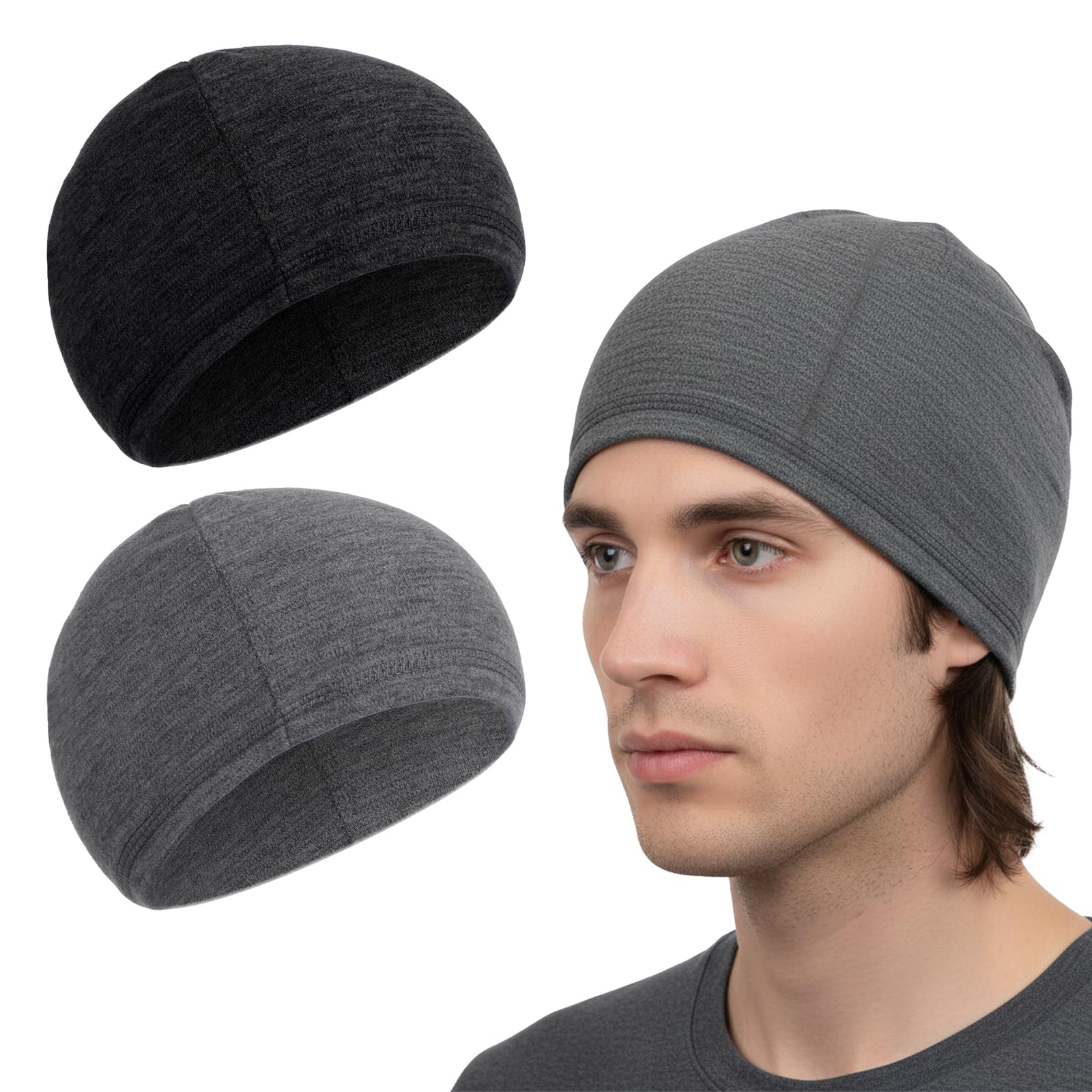2 PCS Wave Cap for Men Black Dark Gray Over Durag for 360 540 720 Waves Elastic Breathable