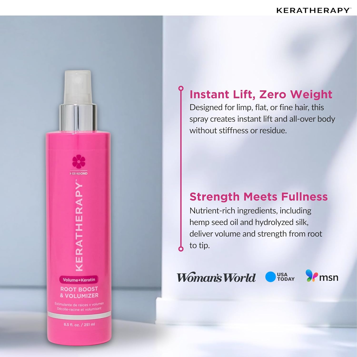 Keratherapy Keratin Infused Volume Root Boost and Volumizer Spray, 8.5 fl. oz., 251 ml - Root Booster for Hair Volume with Kerabond Technology, Hemp Seed Oil, Sea Kelp, & Hydrolyzed Silk