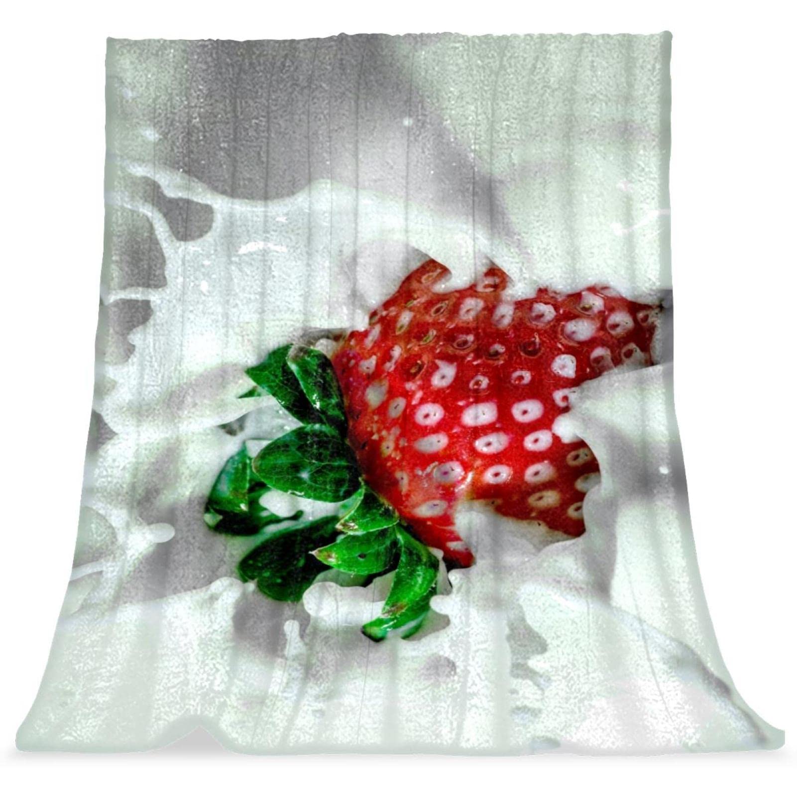 Couvre-lit couverture de lit douce enfant fille garçon TBOUOBT Lait Fraise moelleux