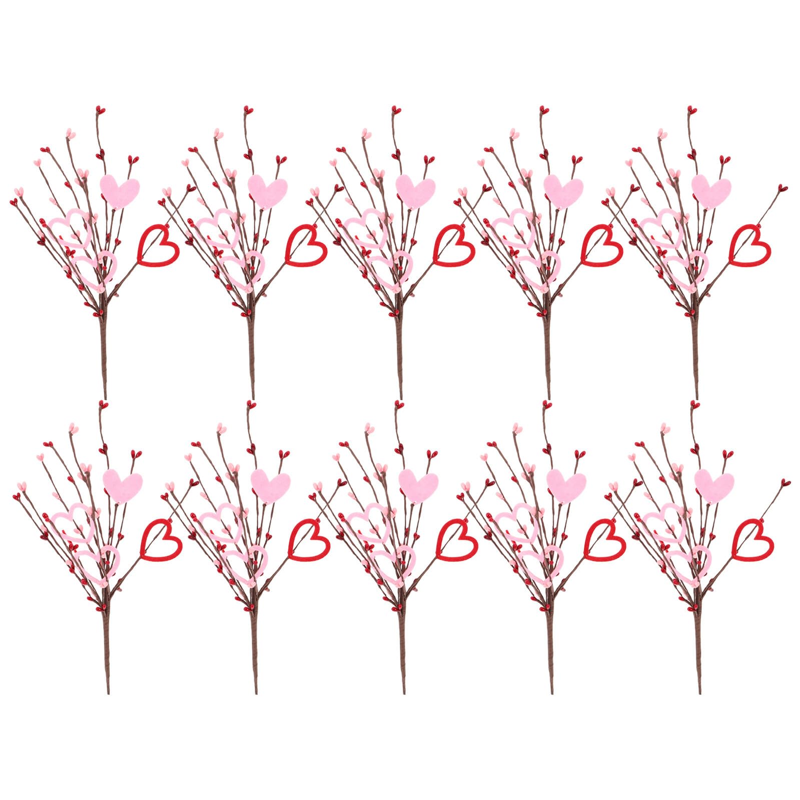 Gatuida 10 Piezas de Ramitas Artificiales Bayas Rojas y Forma de Corazón Ramo Decorativo para San Valentín Obsequio Romántico y Decoración para Bodas Mesas y Aniversarios