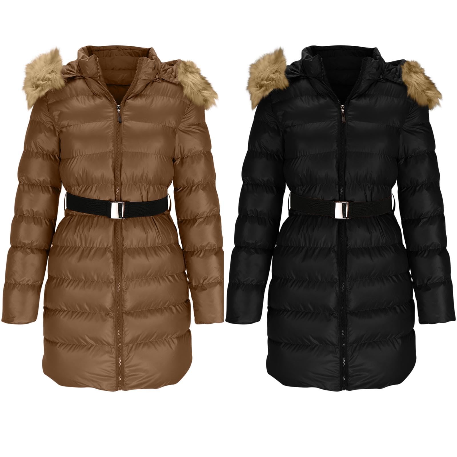 Damen Jacke Steppjacke Warme Winter Übergangsjacke Gesteppt Stepp Wintermantel mit Gürtel Daunenmantel Oversized Puffer Jacke Outdoor Winddicht Damenmantel Dicke Warm Steppmantel