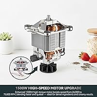 Vista 8 de Glass Blenders for Kitchen – Stainless Steel Professional Blender for Smoothies 1500W Motor, Food Processor Combo 9 Adjustable Speeds, 14 Preset