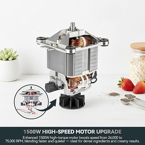 Miniatura 8 de Licuadora de acero inoxidable con manipulador, procesador de alimentos de encimera de 59 onzas, P1-P9 ajustable de alta velocidad de 1200 W, máquina
