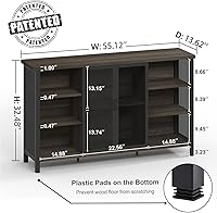 Vista 2 de FATORRI Gabinete de bar de vinos para licor y vasos, gabinete de barra de café industrial, aparador de granja y gabinetes de buffet