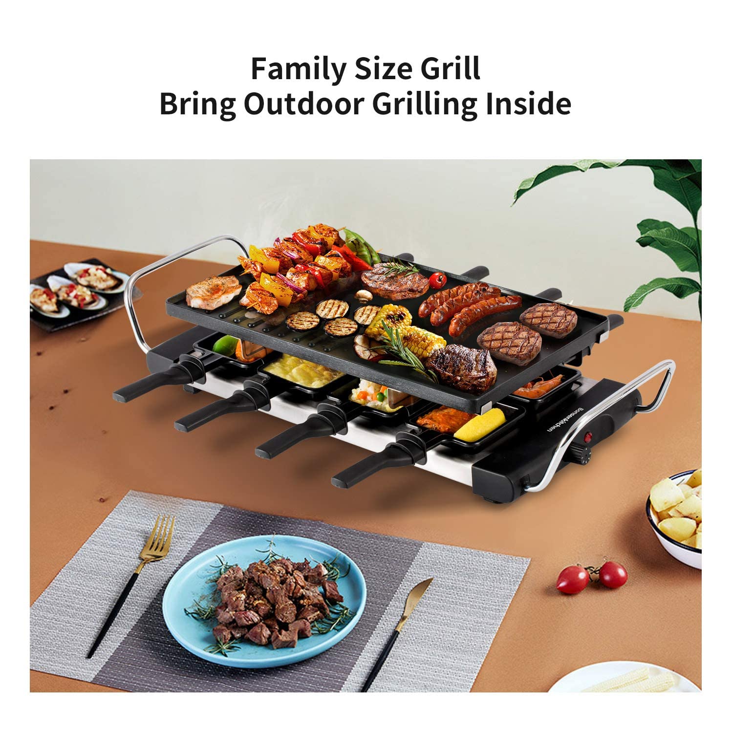 Buy Raclette Table Grill, Electric Grill Indoor Korean BBQ Tabletop