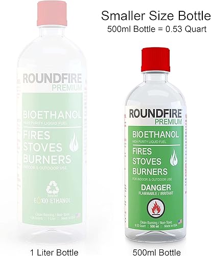 Miniatura 2 de Roundfire Combustible para chimenea de etanol de alta calidad, 0.5 litros, combustible para fuego, combustible de bioetanol, combustible de