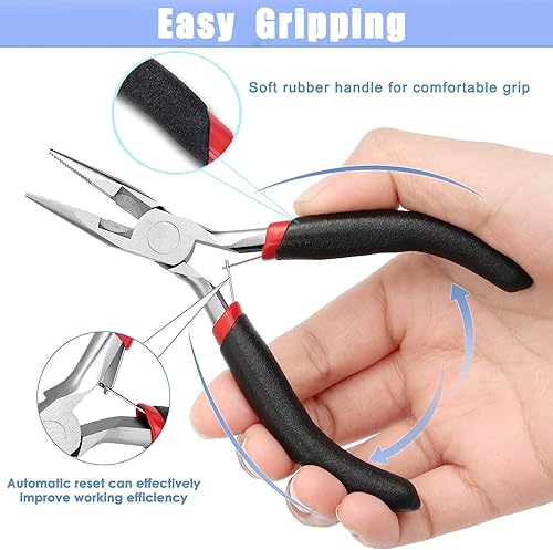 Miniatura 3 de WUCID Alicates de joyería, alicates de 3.5 pulgadas, pinzas de cabeza recta, kit de fabricación de joyas, kit de combinación de cuentas para
