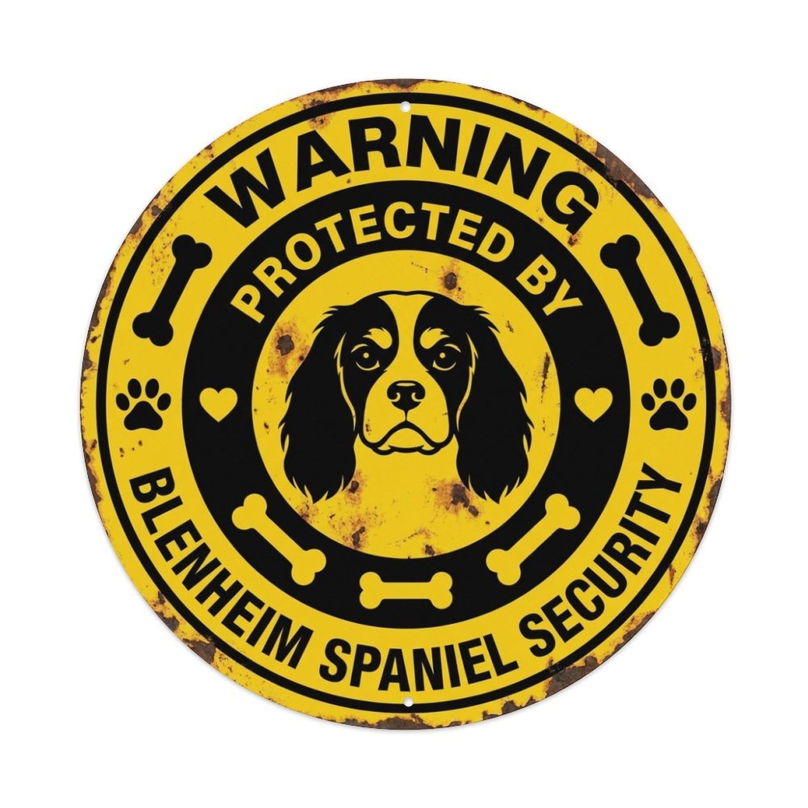 Protected By Blenheim Spaniel Security Warning Dog Metal Tin Sign