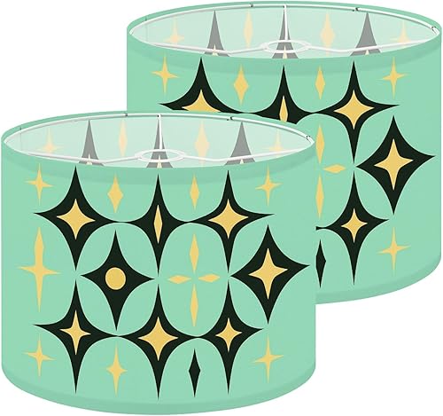 Miniatura 1 de Lamp Shades Set of 2 Mid Century Vintage 1950s Modern Retro Geometric Drum Lamp Shades for Table Lamps Floor Lamps Pendant Light 8.9"x11"