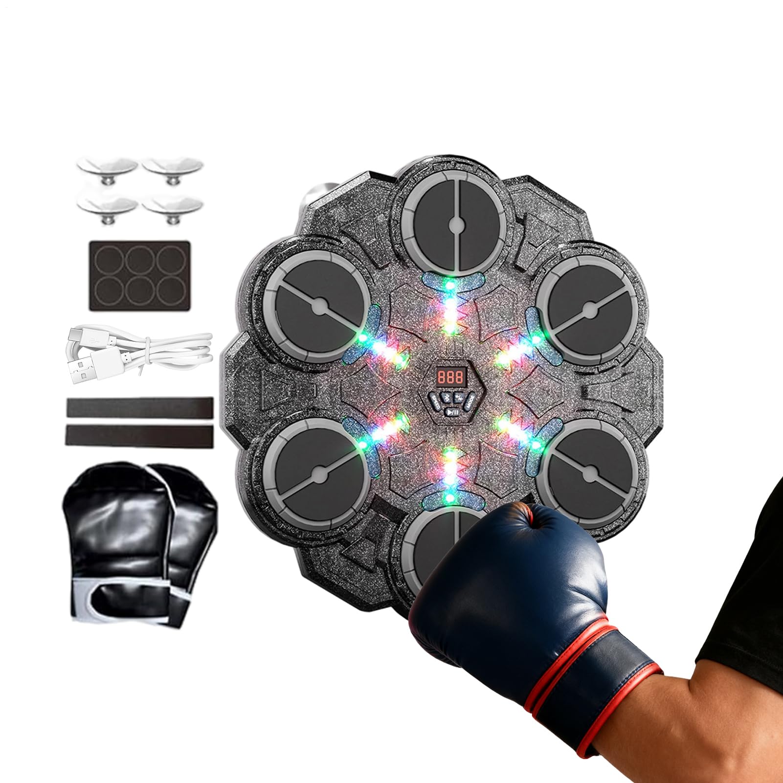 Musical Boxing Machine,9-Speed Wall Punching Pad - Boxing Training Equipment with Light,for Adults Boys Home Gym Workout Exercise Fitness Indoor Doorway Apartment