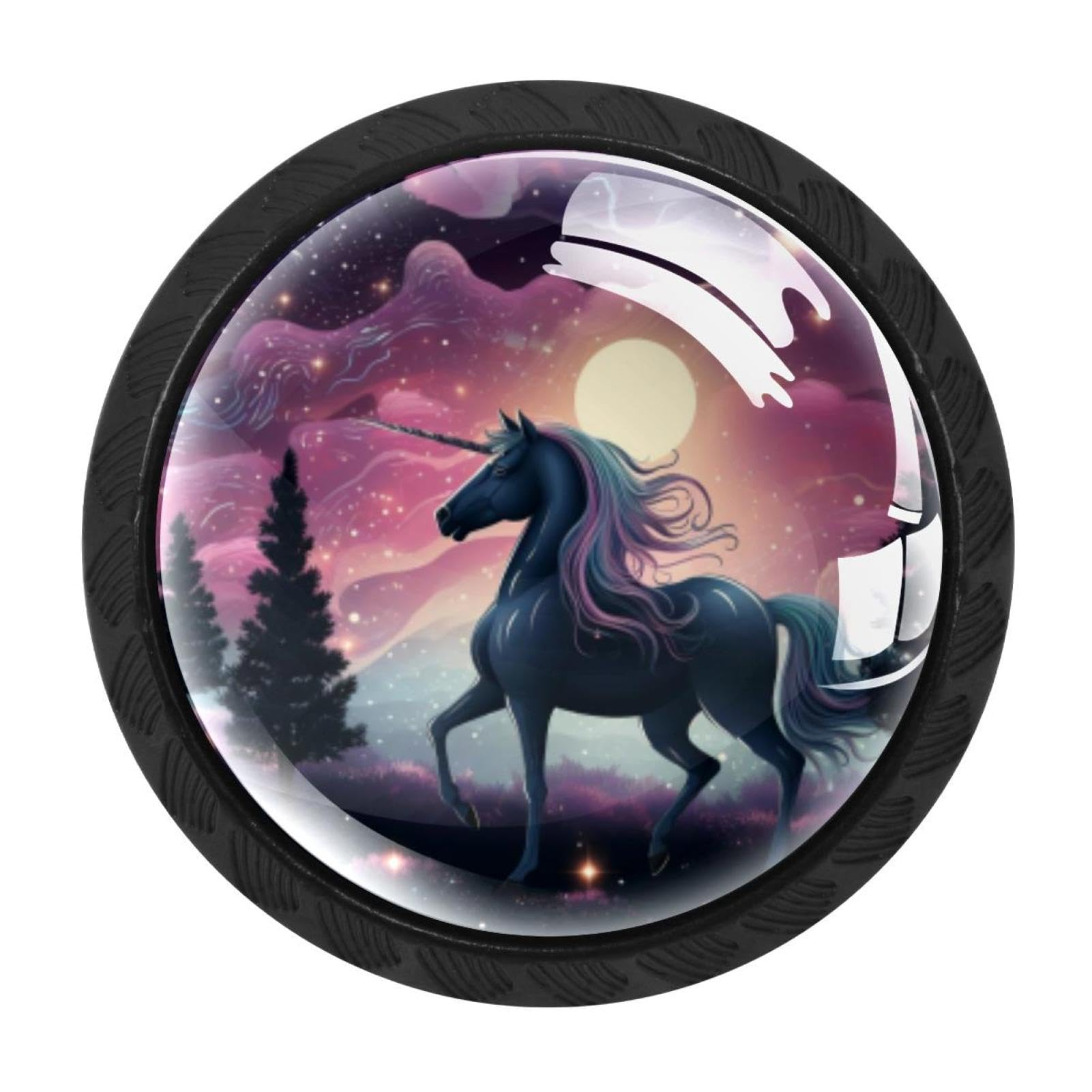 Chenzzzz Multicolored 03 4 Pack Cabinet Knobs Black Drawer Knobs Round Kitchen Cabinet Knobs Starry Unicorn Cabinet Handles Hardware Dresser Knobs And Pulls For Bathroom Cabinets