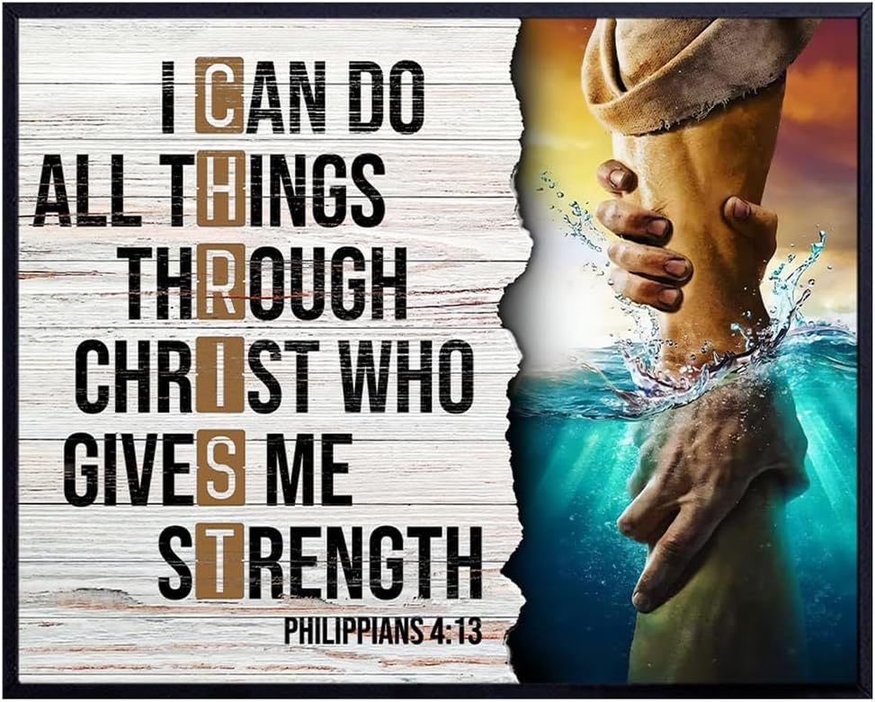 Bible Verse Christian Wall Decor - Jesus Wall Art, Jesus Poster - inspiring spiritual Religious Motivational poster - Religious Gifts - Encouraging God Wall Decor - positive Quotes Inspirational quote
