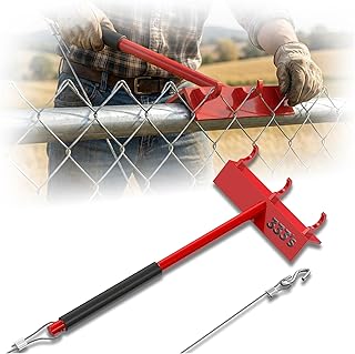 Chain Link Fence Puller – Heavy-Duty Chain Link Fence Tools with Cable & 3-Hook Stretcher for Straight, Tight Chain-Link Fence Installation & Repair