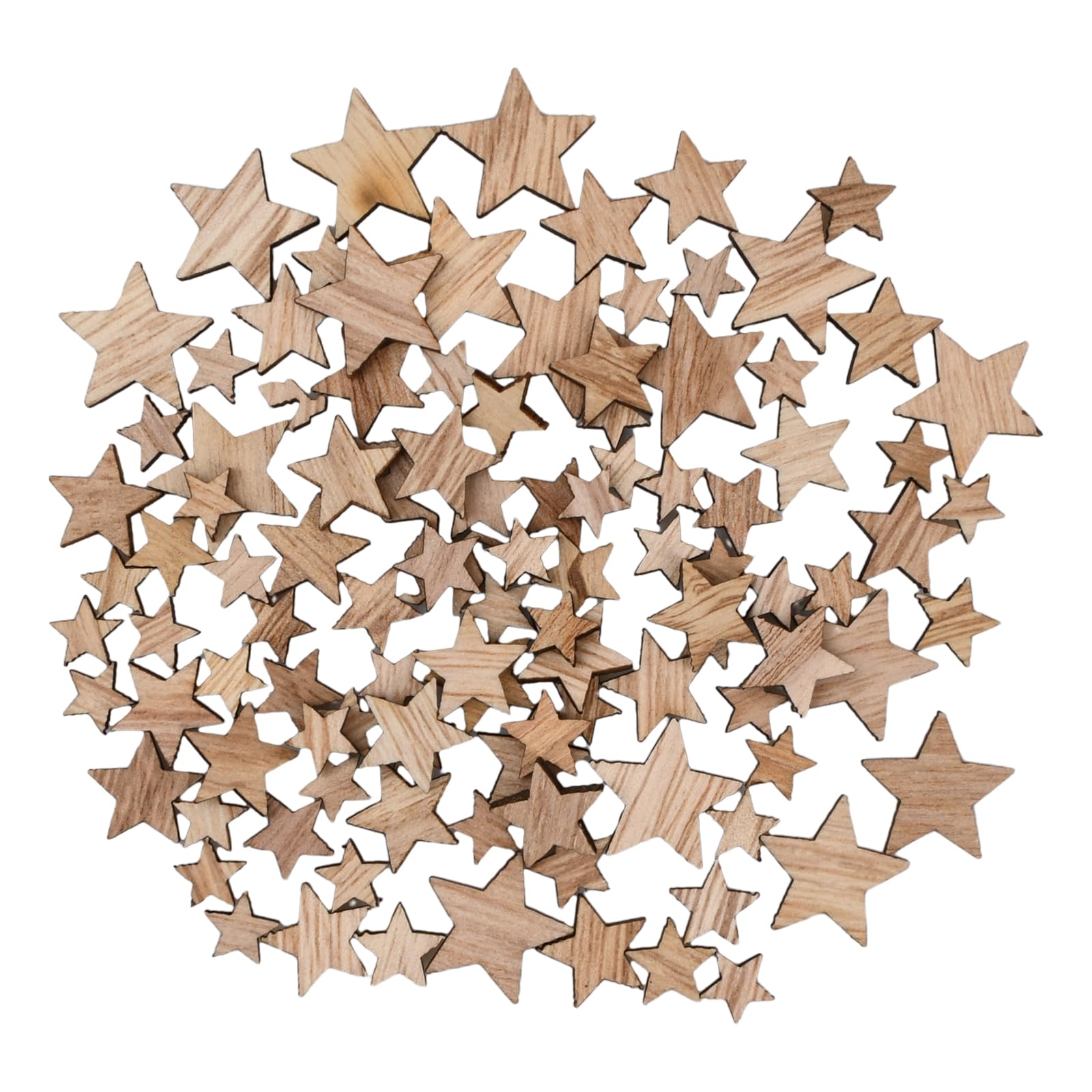 100 Estrellas de Madera Rodajas Tamaño Mixto 10/12/15/20mm, Adornos Estrella de Madera Etiquetas de Forma para Fiesta de Navidad DIY Decoración de Dispersión de Mesa de Manualidades