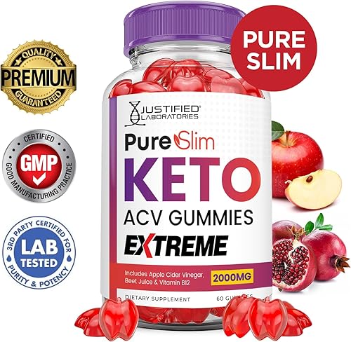 Miniatura 9 de Paquete de 2 gomitas Pure Slim Keto ACV Extreme de 2000 mg PureSlim Keto Gummies fórmula avanzada vinagre de sidra de manzana con jugo de granada y