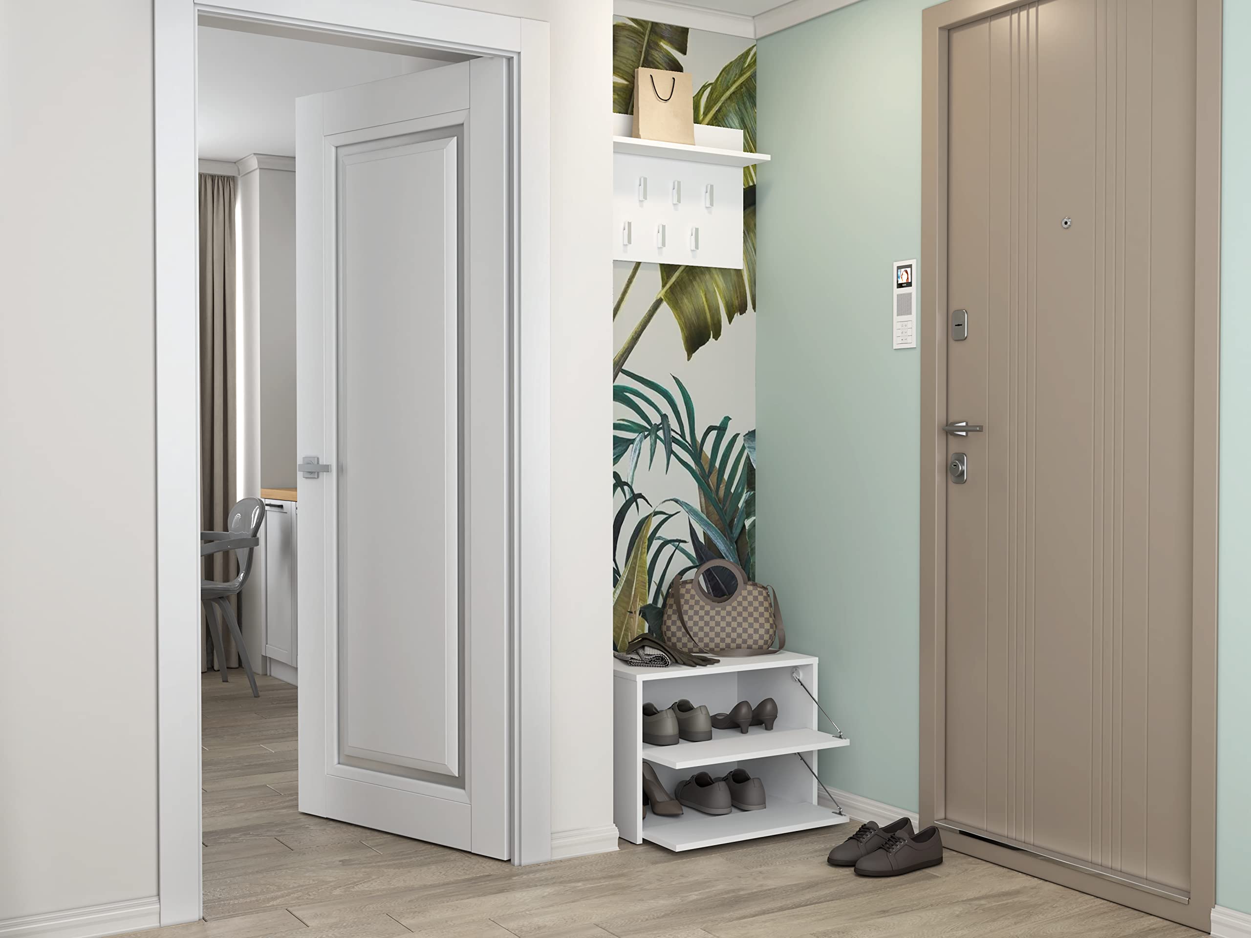 CDF Armoire à Chaussures Modo Blanc Rangement Chaussures Moderne