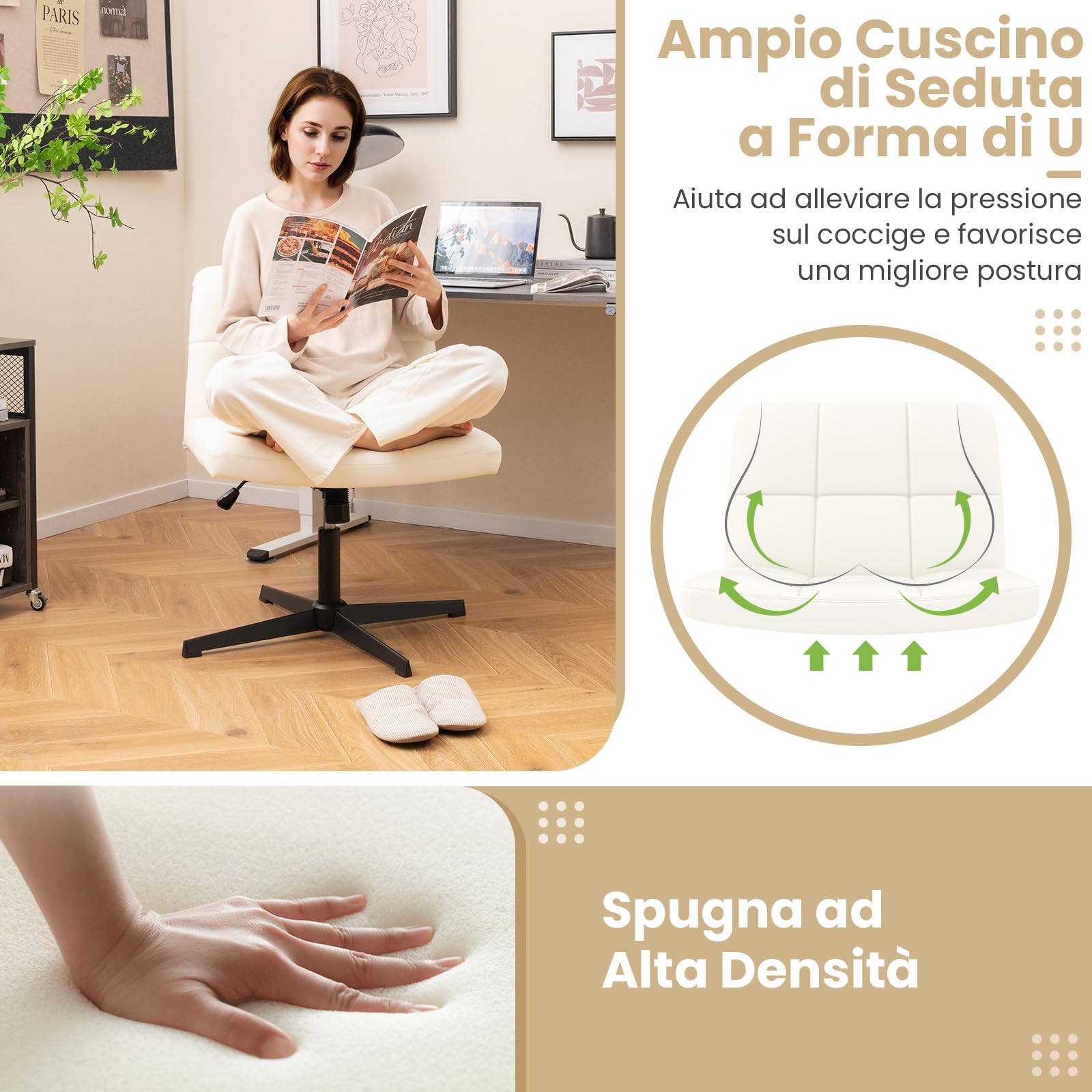 Sedia da ufficio scandinava - WOWTTRELAX - Sedia da ufficio senza braccioli - Sedia da ufficio