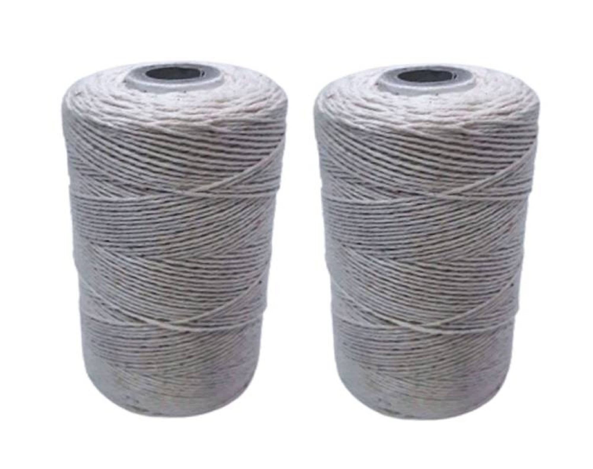 FLORAGREEN Strong Cotton Thread Roll for Sewing, Craft Hobby Projects, Niwar Bed Stitching, Packaging, Scrapbooking, Decor, Bags, Mats, Macrame DIY (2 Rolls Each 400 M)