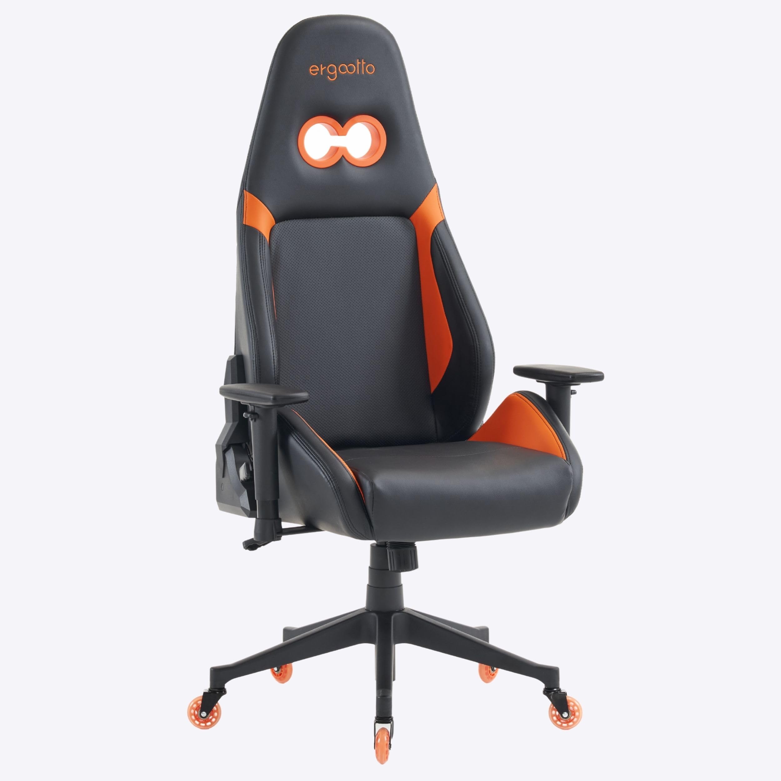 ErgoOtto Sedia Gaming Platform Colore Nero e Arancione, Sedia Scrivania Gaming con Supporto Lombare, Cuscino e Seduta Comoda, Poltrona Ufficio Ergonomica con Schienale Reclinabile e Bloccabile