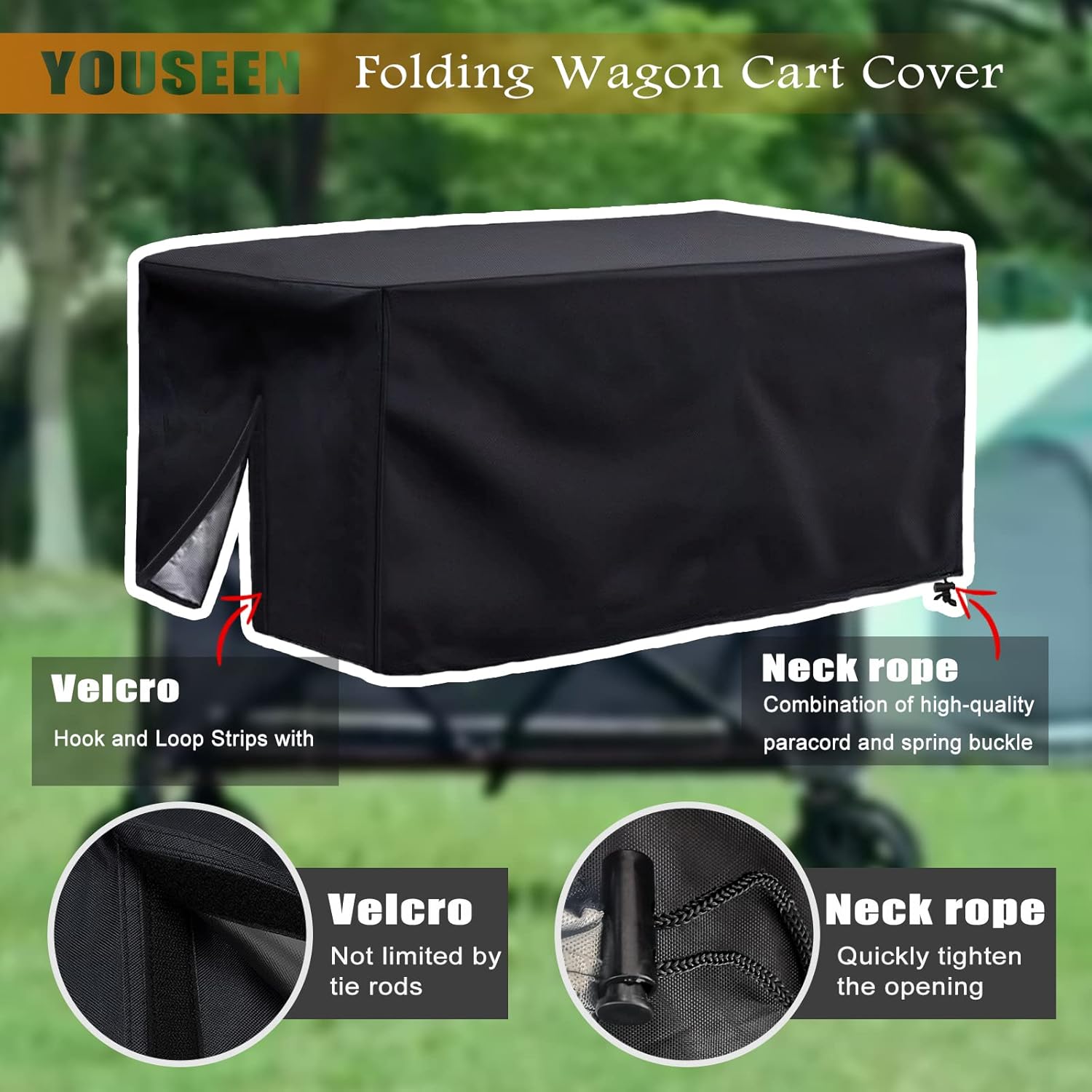 Waterproof Folding Wagon Cover - Heavy-Duty Garden Cart Protection (38" x 22" x 20")