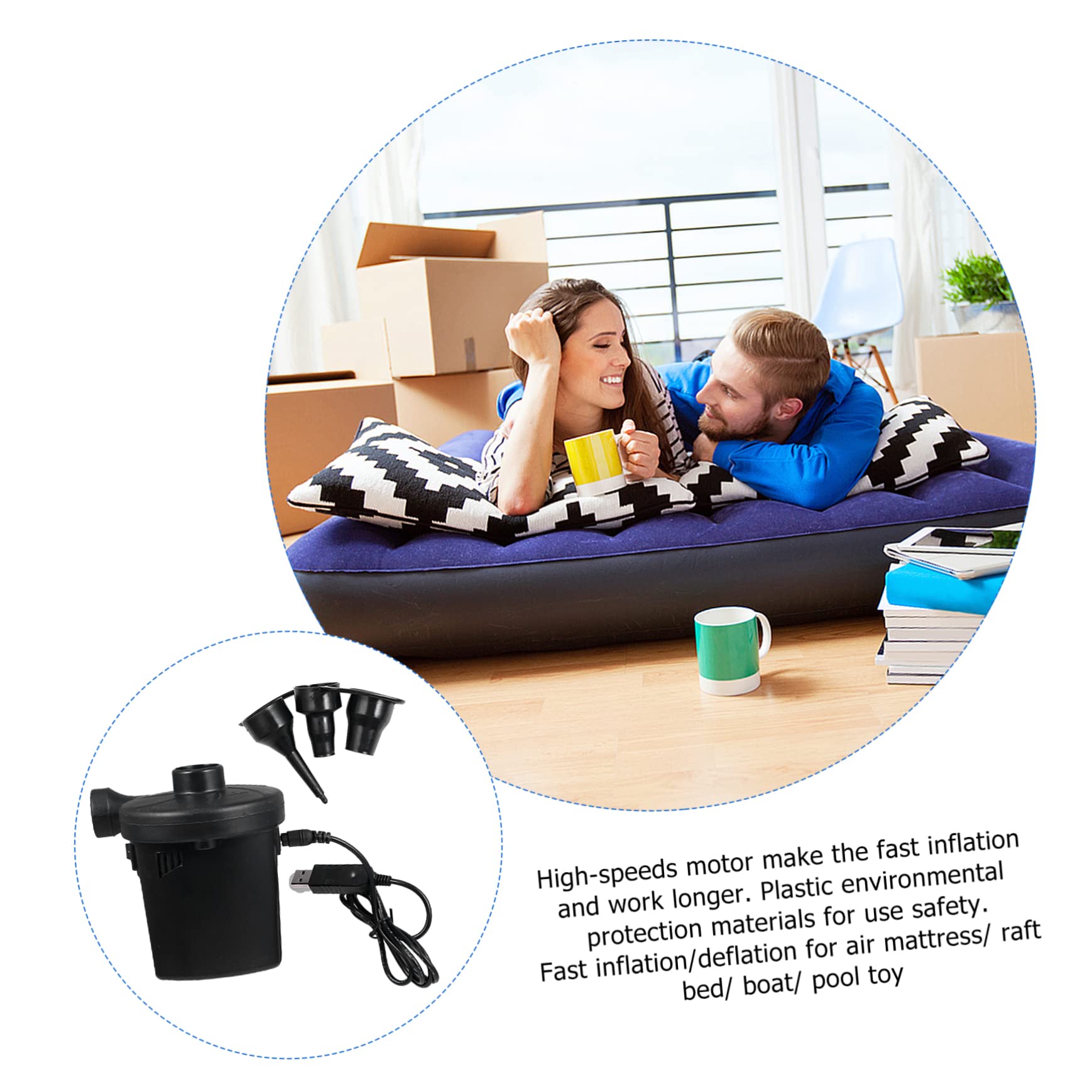 Veemoon 3 Pièces USB Pompe À Air Électrique Pompe À Air pour Gonflable Portable Pompe Électrique Pompe À Air pour Gonflables Pompe À Matelas Gonflable Pompe Électrique pour Gonflables USB